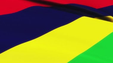 Mauritius bayrağının dalgalanan doku döngüsü. Mauritius bayrak dalgalanan video rüzgarı