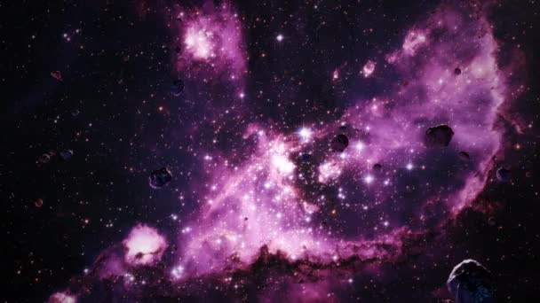 Исследование Космических Скал Галактике Ngc 346 Анимация Пролета Сквозь Светящиеся — стоковое видео
