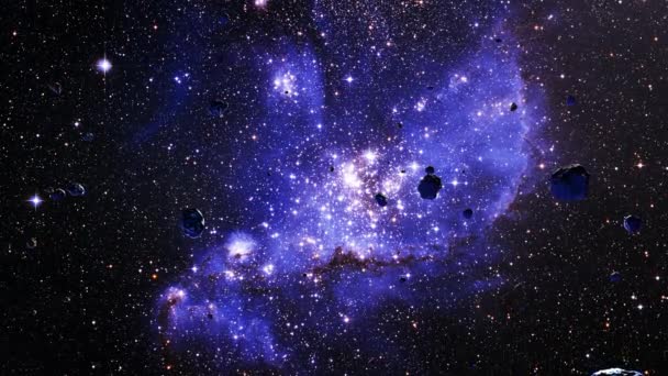 Galaxy Space Flight Exploration Space Rock Scence Small Magellanic Cloud — Stock Video