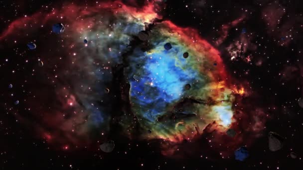 Escena Roca Espacial Exploración Vuelo Espacial Galaxy Ic1795 Fish Head — Vídeo de stock