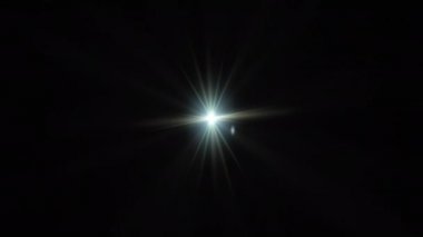 Soyut döngü merkezi açık yeşil yıldız optik lens dönüş animasyon arkaplanı. 4K kusursuz döngü dinamik parlak yıldız ışığı etkisi. Yıldız ışığı çizgileri.