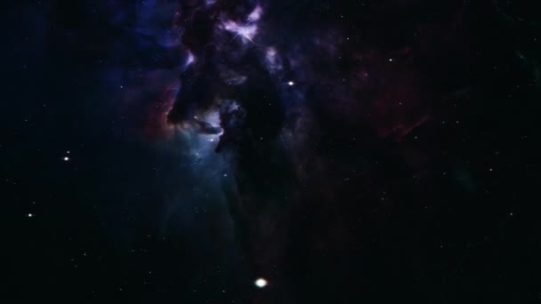 Exploración Vuelo Espacial Galaxy Lagoon Nebula Animación Bucle Volar Través — Vídeo de stock