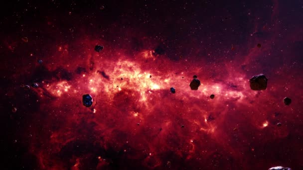 Galaxy Space Flight Exploration Space Rock Scence Milky Way Dusty — Vídeo de Stock