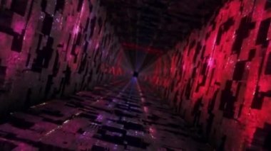 Game Over 'ın 4K 3D' si pembe kelime üzerinde sinematik pembe tünel fütüristik teknoloji tarzı ışık teknolojisi tünel soyut arkaplanı.