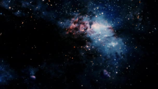 Blurred Space Exploration Outer Space Glowing Central Milky Way Galaxy — Stockvideo