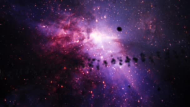 Blurred Space Exploration Outer Space Glowing Central Milky Way Galaxy — Stock Video