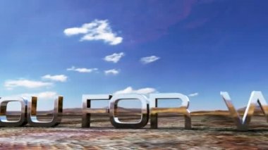 Thank you for watching 3D cinematic landscape title. 4K 3D render seamless loop Thank you for watching chrome text with landscape abstract  background. Ending cover for end scence trailer.