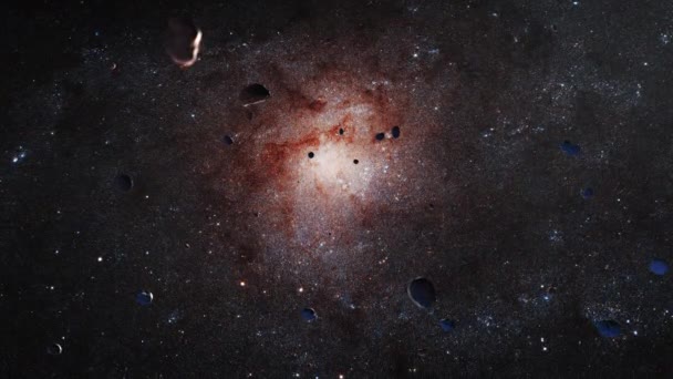 Galaxy Space Flight Exploration Space Rock Scence M33 Messier Triangulum — ストック動画