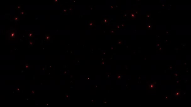 Loop Beautiful Glow Orange Red Particles Flicker Fire Falling Black — Stockvideo