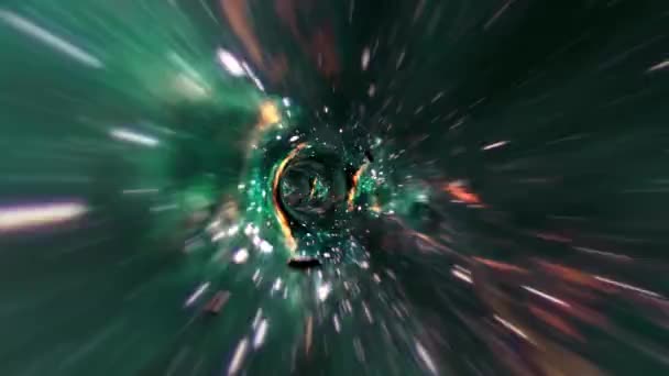 Abstrato Loop Hiperespaço Grunge Fundo Wormhole Túnel Verde Espaço Viaja — Vídeo de Stock