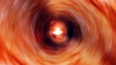 Abstract radial glow orange  vortex tunnel with center optical flare light. 4K 3D rendering seamless loop background. Abstract sci-fi texture with shining flare net rotating.