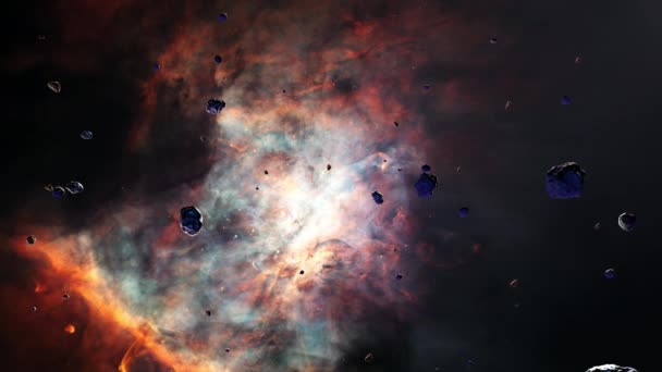 Галактический Космический Полет Разведывательный Космический Скальный Пейзаж Великом Орионе Анимация — стоковое видео