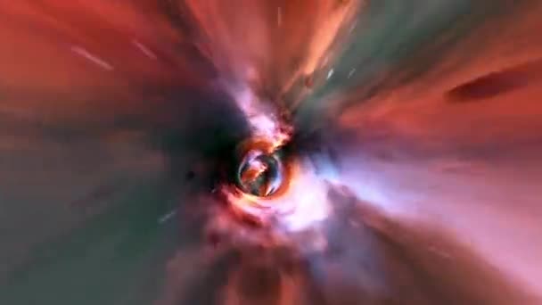 Abstract Loop Glow Colorful Hyperspace Tunnel Space Time Vortex Background — Stock video