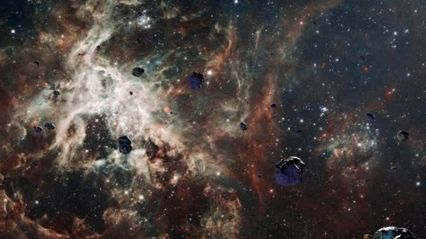 Galaxy Space Rock Scence Tarantula Nebula Петля Анімація Польоту Через — стокове відео