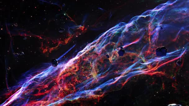 Galaxy Space Flight Exploration Space Rock Scence Veil Nebula Looping — Stock videók