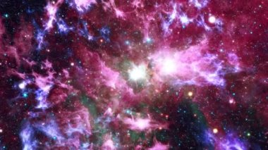 Space Flight deep space exploration travel to The Great Carina Nebula NGC 3372. Star field Galaxy and Nebulae. 4K 3D seamless loop The Great Carina Nebula. 