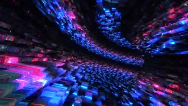 Abstrakte Schleife Glühen Rosa Blaue Digitale Flugleinen Bewegung Und Beleuchteten — Stockvideo