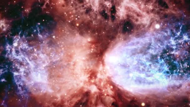 Galaxie Mlhovina Cestovat Let Průzkum Hvězdného Pole Nebeském Sněhu Anděla — Stock video