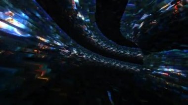 Abstract loop blue digital flying lines motion and illuminated light effect hyperspace warp in tunnel. 3D Futuristic background, ultra digital glowing lines, laser rays, speed of light.4K 3D