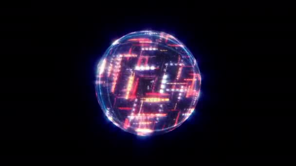 Abstract Tech Futuristic Grunge Flicker Digital Ball Rendering Seamless Looping — 图库视频影像