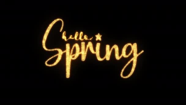 Abstract Loop Golden Text Star Glow Flickering Hello Spring Text — Vídeo de Stock