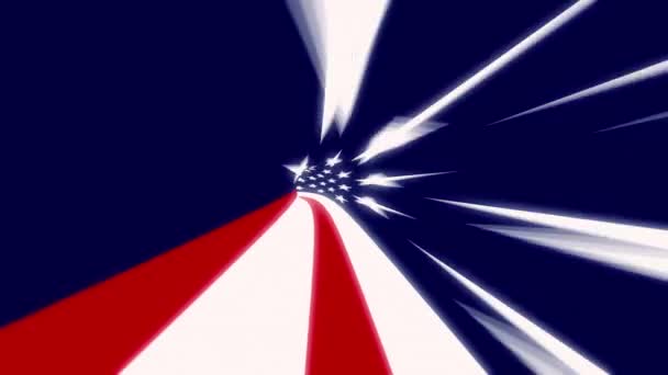 Абстрактная Петля Американский Флаг Пролетает Через Бесшовную Петлю Движения Туннеля — стоковое видео
