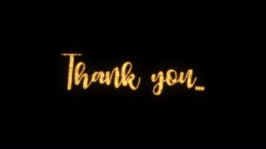 Thank you golden shine flickering text animation on black background. Thank you text with looping flickering gold glowing light texture.