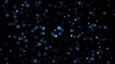 Abstract loop blue bokeh particles glow floating on black background 4K 3D seamless looping blue bokeh particles dust fly in the air. 