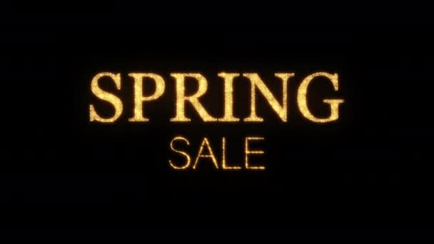 Spring Sale Golden Shine Flickering Text Animation Black Background Spring — Vídeo de Stock