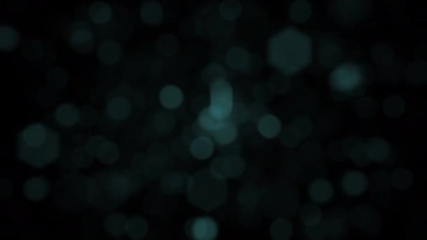 Abstract Loop Animation Blurred Blue Bokeh Particles Glow Floating Black — Stockvideo