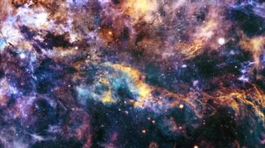 Space exploration nebula travel  through outer central cygnus skyscape milky way galaxy. 4K looping animation of flying through glowing nebulae, clouds and stars field. 