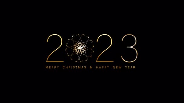 2023 Καλά Χριστούγεννα Και Ευτυχισμένο Νέο Έτος Χρυσό Κείμενο Φως — Αρχείο Βίντεο