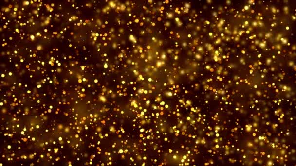 Beautiful Loop Floating Moving Neon Glowing Gold Stars Particles Seamless — Vídeos de Stock