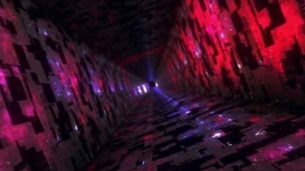 Abstract End Text End Tunnel Grunge Orange Purple Technology Animation — Vídeo de Stock