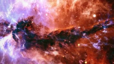 Galaxy space flight exploration nebula cloud Messier16 The Eagle Nebula . 4K looping animation of flying through glowing nebulae, clouds and stars field.