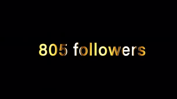 1000 2000 10000 100000 Followers Counter Golden Text Light Glowing — Stok Video