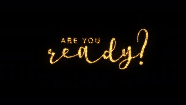 Abstract Loop Golden Text Star Glow Flickering You Ready Text — Stock video