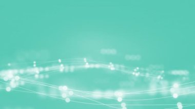 Abstract seamless loop wave white digital line circle on light green blue background.Big data background concept.Cyber or technology 