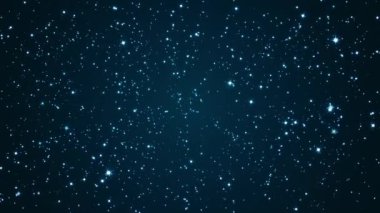 Beautiful loop floating moving glowing white  stars particles Seamless loop motion on blue abstract Background. white stars particle on blue background motion titles cinematic background loop. 