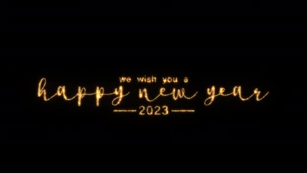 Abstract Loop Golden Text Star Glow Flickering Text 2023 Happy — Vídeo de Stock
