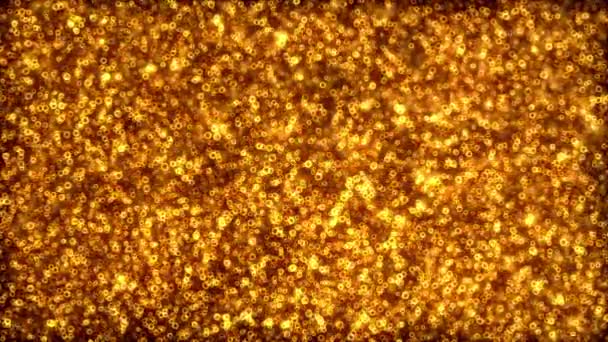 Красива Петля Рухається Неоном Світиться Частинками Золотої Бульбашки Безшовний Рух — стокове відео