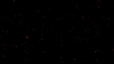 Abstract loop blurred glow orange dust particles floating on black background for project screen overy. 4K 3D seamless loop orange bokeh particles dust fly in the air. 