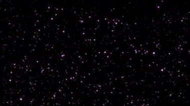Loop colorful many glow star particles float up on black abstract background. 4K 3D seamless loop animation. Winter holiday background concept, Merry Christmas, New year, Wedding, Celebration 