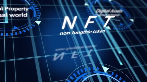 Nft Text Cinematic Title Digital Effect Technology Business Presentation Abstract — Vídeo de Stock