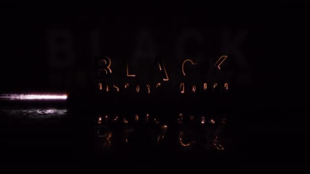 Abstract Black History Month Text Neon Flash Light Cinematic Title — ストック動画