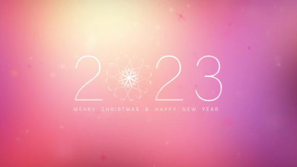 2023 Merry Christmas Happy New Year Golden Text Light Glowing — Stock video