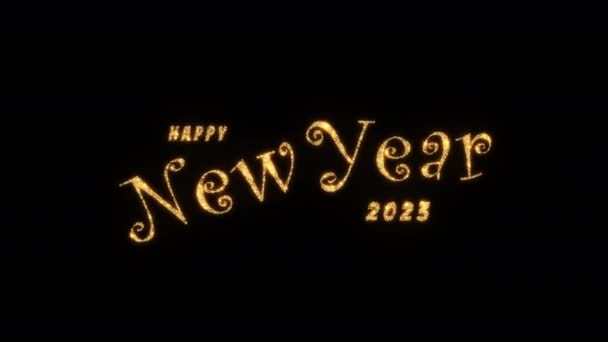 Abstract Loop Golden Text Star Glow Flickering Happy New Year — Stock video