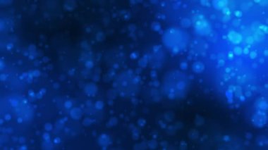 Abstract Seamless loop blue particles bokeh blink lights. Christmas light texture background. Motion graphics. Festive background. 4K Floating particles blue on dark blue endless loop footage. 