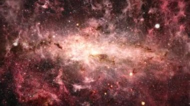 Galaxy space flight exploration nebula travel into Nebula cloud Galactic center milky way Nebula . 4K looping animation of flying through glowing nebulae, clouds and stars field. 