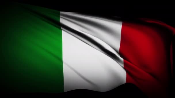 Loop Italy Flag Waving Wind Dark Screen Texture Background Italy — Wideo stockowe